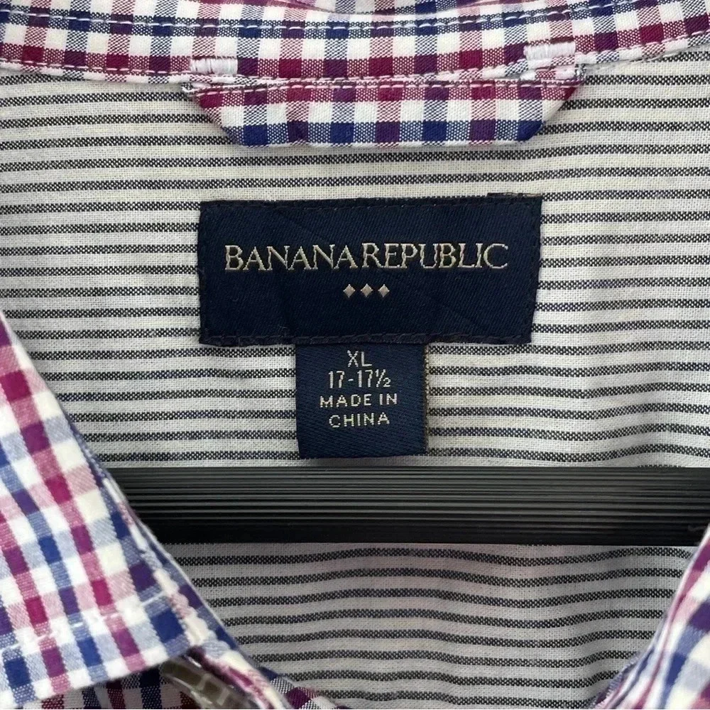 Banana Republic Plaid Button Down Long Sleeve Dress Shirt Men's XL